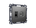 MA662510 Комплект механизма розетки компьютерной + TV оконечной RJ-45 с автоматической защитной шторкой ALFA Антрацит серый (AP6625, VM195)
