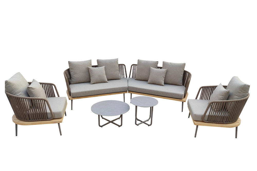 Диван Garda Decor угловой "БЭЙЛИ (BAYLEY)" уличный серый 280*84*75 см