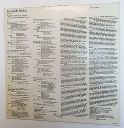 Винтажная виниловая пластинка LP Heinrich Schutz Генрих Шютц , Dresdner Kreuzchor, Martin Flamig Psalmen Davids 2 (GDR 1975)