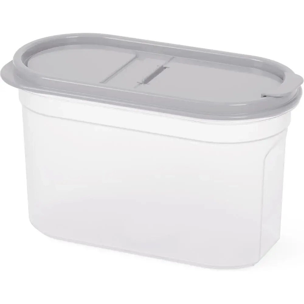 Емкость для сыпучих продуктов Космо 1,2л с клапаном, серый