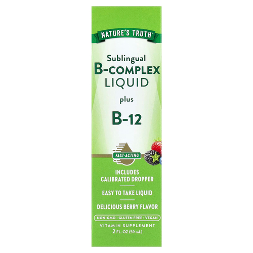Nature's Truth, Vitamins, жидкий сублингвальный комплекс витаминов группы B и витамин B12, натуральные ягоды, 59 мл (2 жидк. унц.)