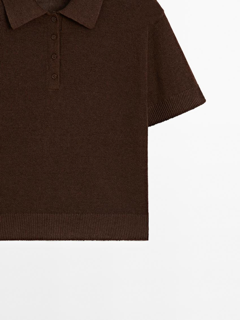 Massimo Dutti Свитер из смесового льна, коричневый