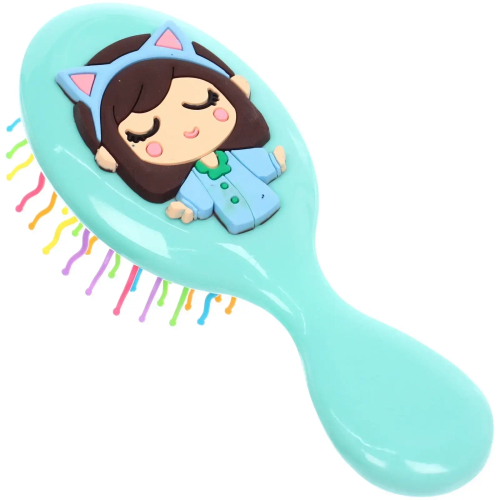 Расчёска массажная детская «Little darling», Милая Аннет, цвет мятный, разноцветные зубчики, 13,8*6см (пакет с подвесом)