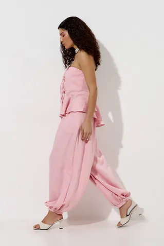 Брюки алладины из вискозы розового цвета