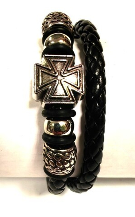 Браслет с молитвой с Крестом комбинированный-2 из силикона (ЕВ--10) (Сев)