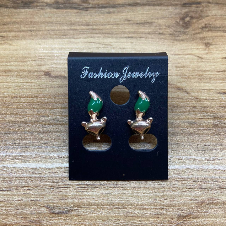 Серьги Small Лисичка эмаль цветная цвет зеленый металл золотистый