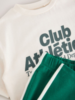 Футболка и спортивные брюки в комплекте для девочки Next E64-979, Зеленый, Молочный