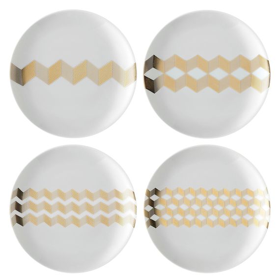 Набор из 4 блюдец Signature Chevron, Ø16 см, золото