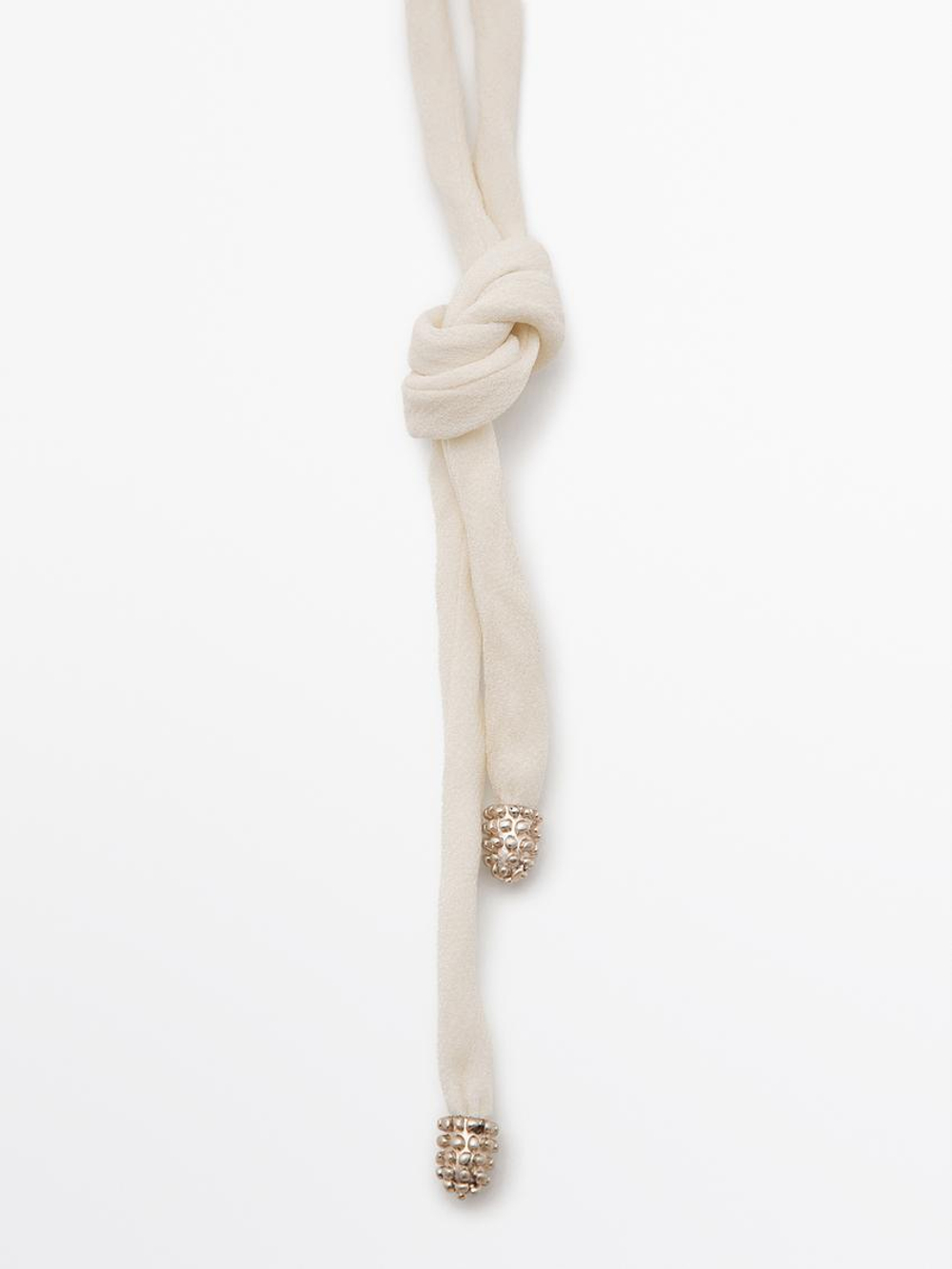Massimo Dutti Шелковое ожерелье-шнурок с деталью «Звезда», серебряный