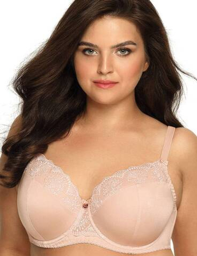 Бюстгальтер Freesia с эффектной вышивкой на чашках (Размер: 100C) (Цвет: телесный)