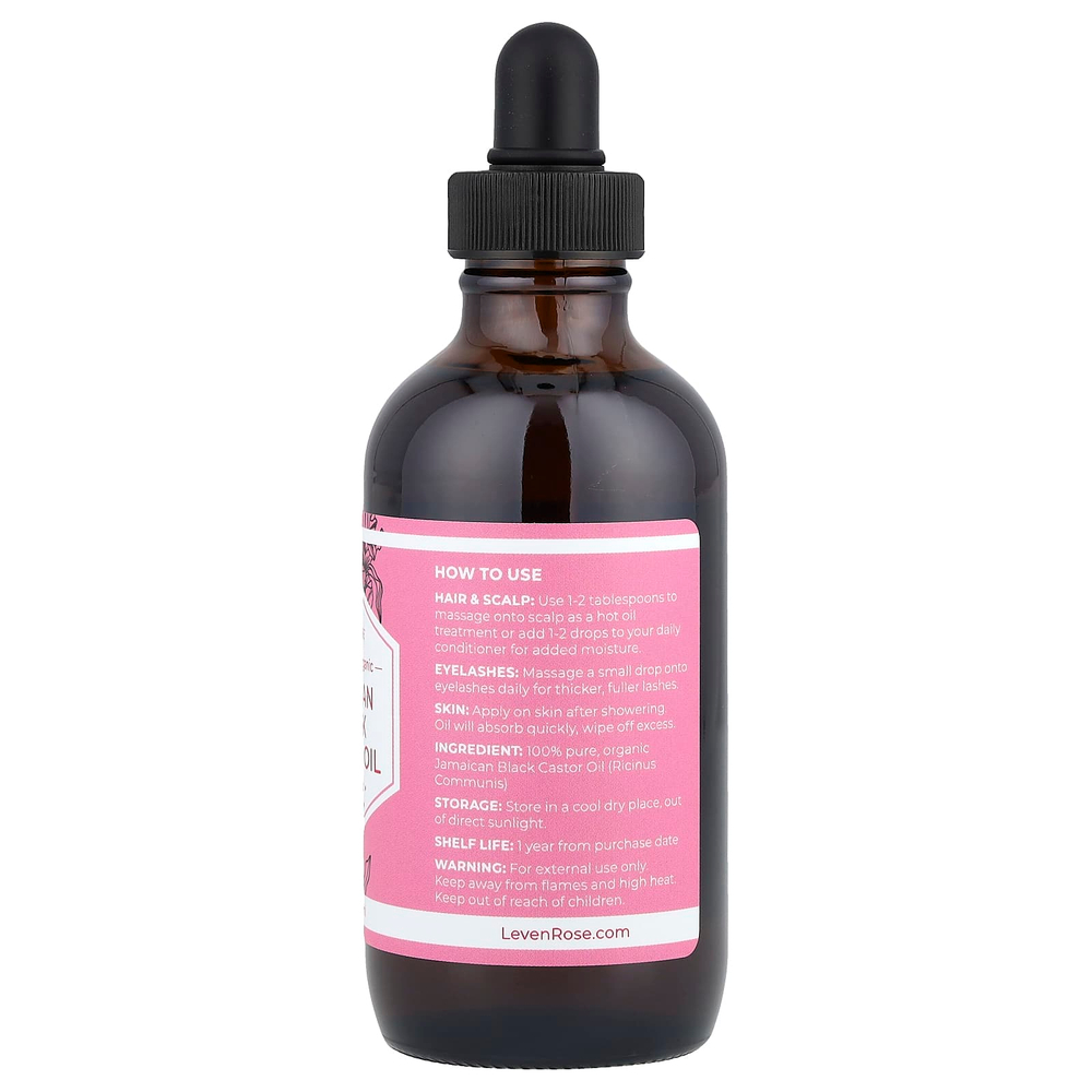 Leven Rose, 100% чистое и органическое ямайское черное касторовое масло, 118 мл (4 жидк. Унции)