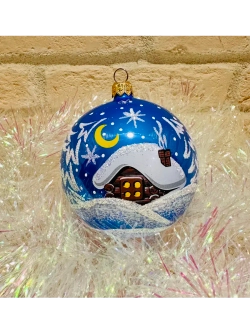 Елочный шар "Лесная избушка " 8.5см