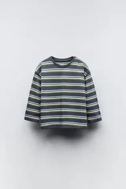 ZARA ФУТБОЛКА В ПОЛОСКУ, АНТРАЦИТОВО-СЕРЫЙ