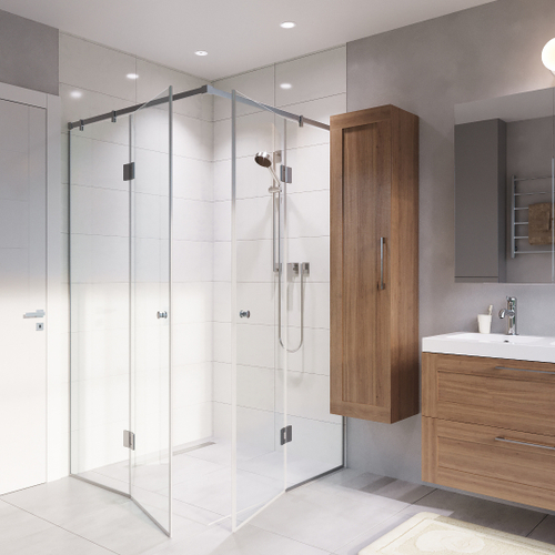 Квадратная угловая 90° с одностворчатой поворотной дверью 1900 х 900 х 900