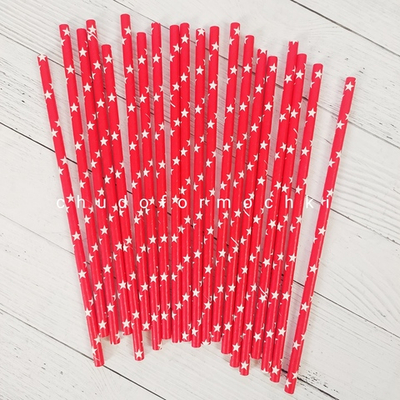 Трубочки бумажные красные  "звездочки"