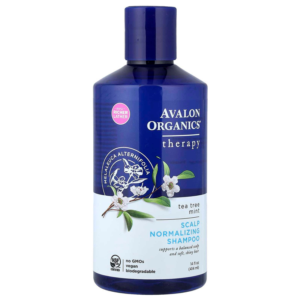 Avalon Organics, шампунь для нормализации состояния кожи головы, чайное дерево и мята, 414 мл (14 жидк. унций)