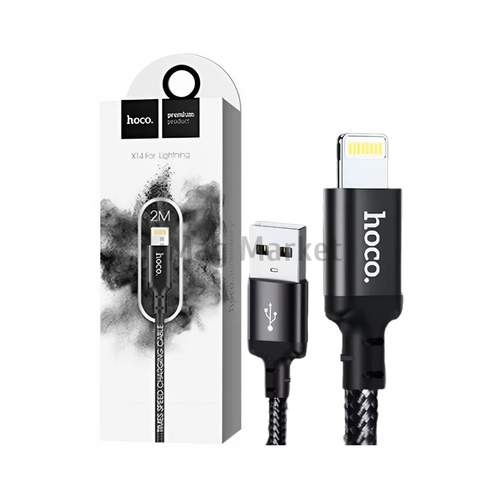 Зарядный кабель Hoco X14, USB-A - Lightning, 2A, 10W, 2 м, черный