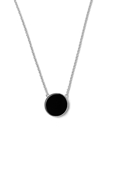 Серебряное колье "Диск" с черным агатом