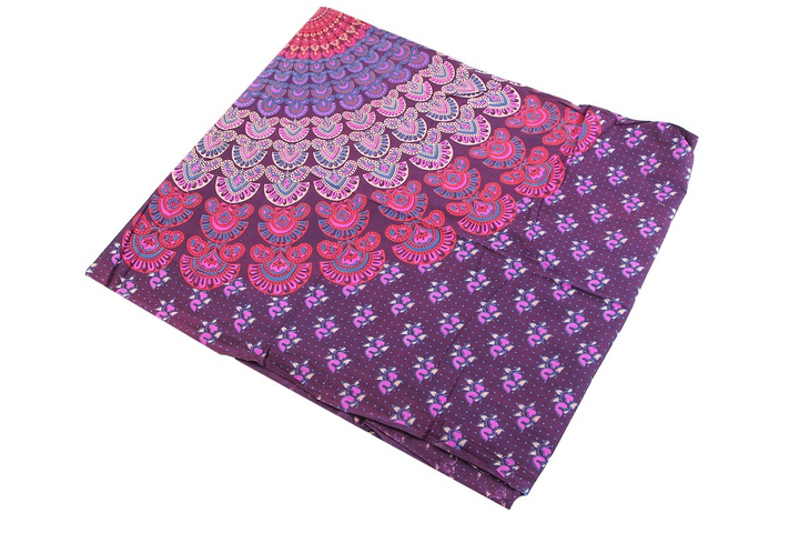 Покрывало-скатерть "Мандала", Хлопок, цвет розовый фиолетовый 135 х 200 см