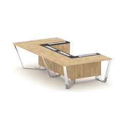 Steel Meet Стол переговорный П-образный MM-PR.B.SP-07P Тиквуд Светлый/Графит Глянец/Нержавеющая Стал