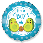 Шар Фольгированный IT'S A BOY Авокадо (Голубой)