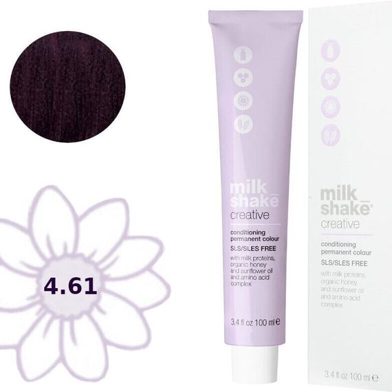 Milk Shake Milk Shake, Creative, SLS/SLES-Free, Permanent Hair Dye, 4.614RA Ash Red Brown, 100 ml For Women