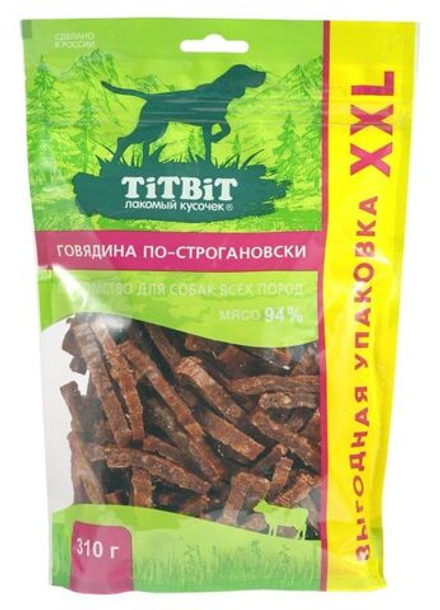 Лакомство TiTBiT для собак Говядина по-строгановски, выгодная упаковка XXL, 310г х 3 упаковки