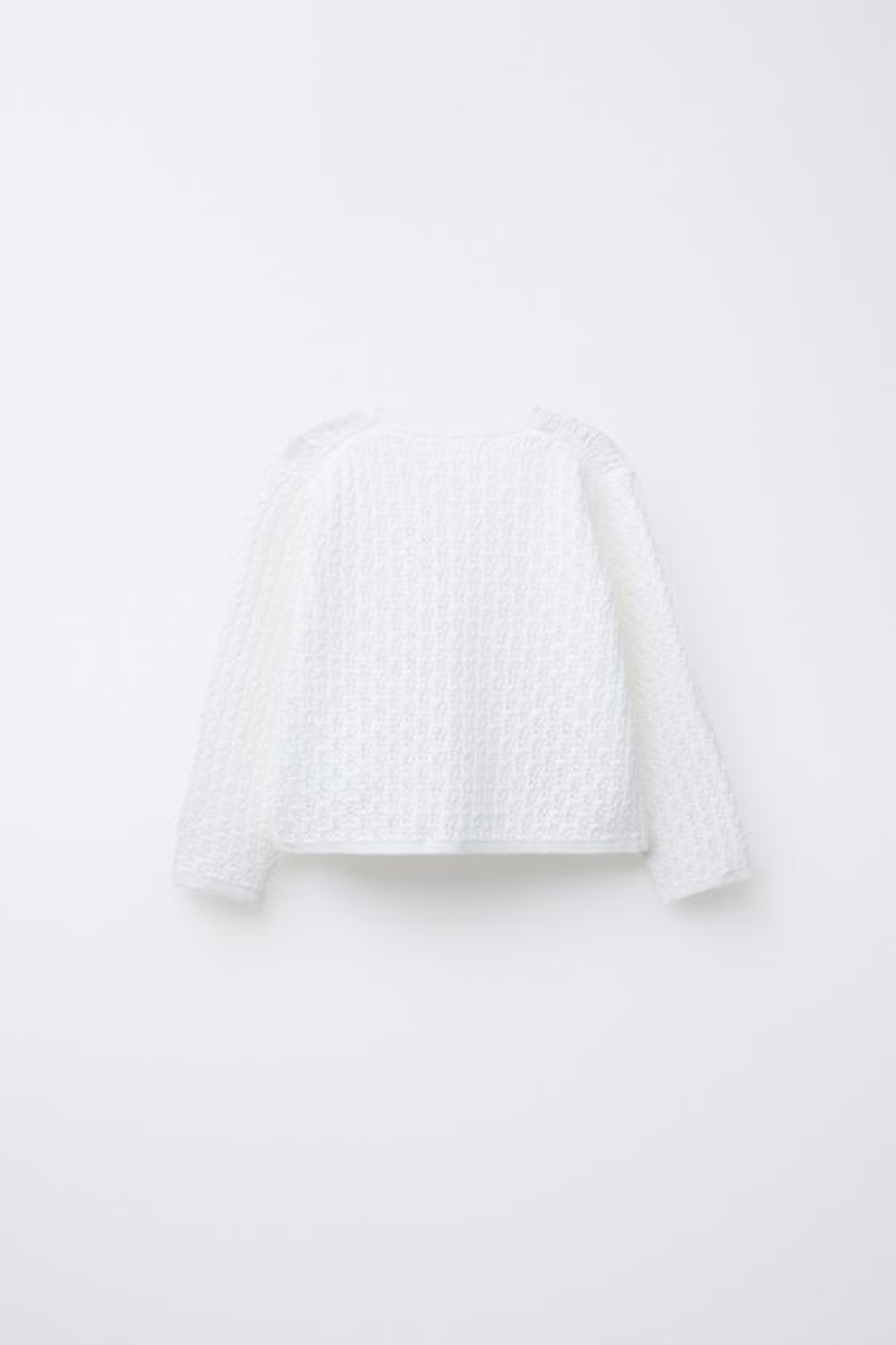 ZARA ТРИКОТАЖНЫЙ КАРДИГАН АЖУРНОЙ ВЯЗКИ, СВЕТЛЫЙ ЭКРЮ