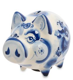 ГЛ- 450 Копилка «Свинья» (Гжельский фарфор)