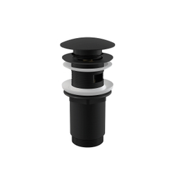 Донный клапан Alca Plast A392BLACK сифона для умывальника CLICK/CLACK 5/4", цельнометаллический с переливом и большой черной заглушкой