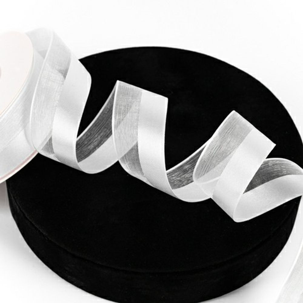 Лента атлас/шифон "Премиум" 2,5см*18м Белый