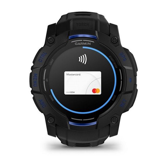 Умные часы Garmin Instinct 3 Amoled 50 mm Black with Black/Bolt Blue Band (010-03020-03)
