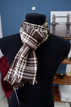 Шарф в клетку с шерстью