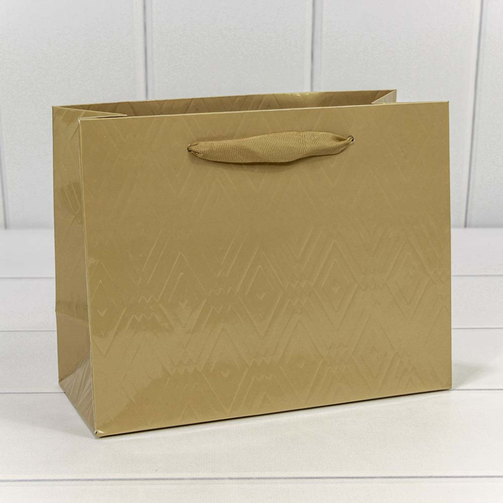 Пакет подарочный 23х18х10см Премиум "Элегант" (Золотой)