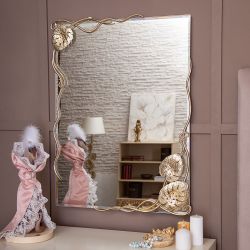 Зеркало настенное Monstera Deliciosa (Монстера) прямоугольное 80х60 Айвори