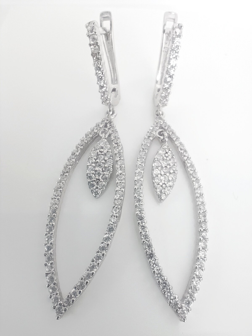 Серьги Эстерелла с подвесками и фианитами, серебро 925 пробы, родирование/Ф