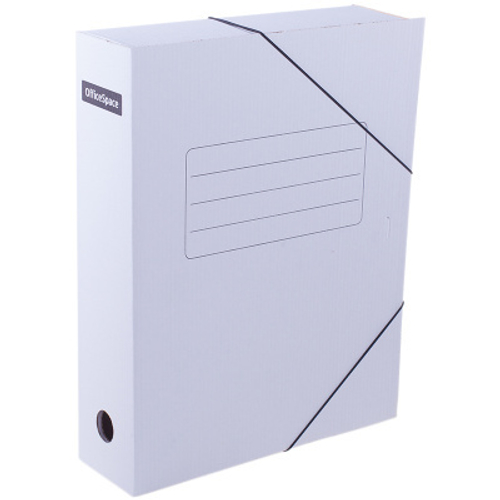Папка архивная на резинках OfficeSpace, микрогофрокартон, 75мм, белая.