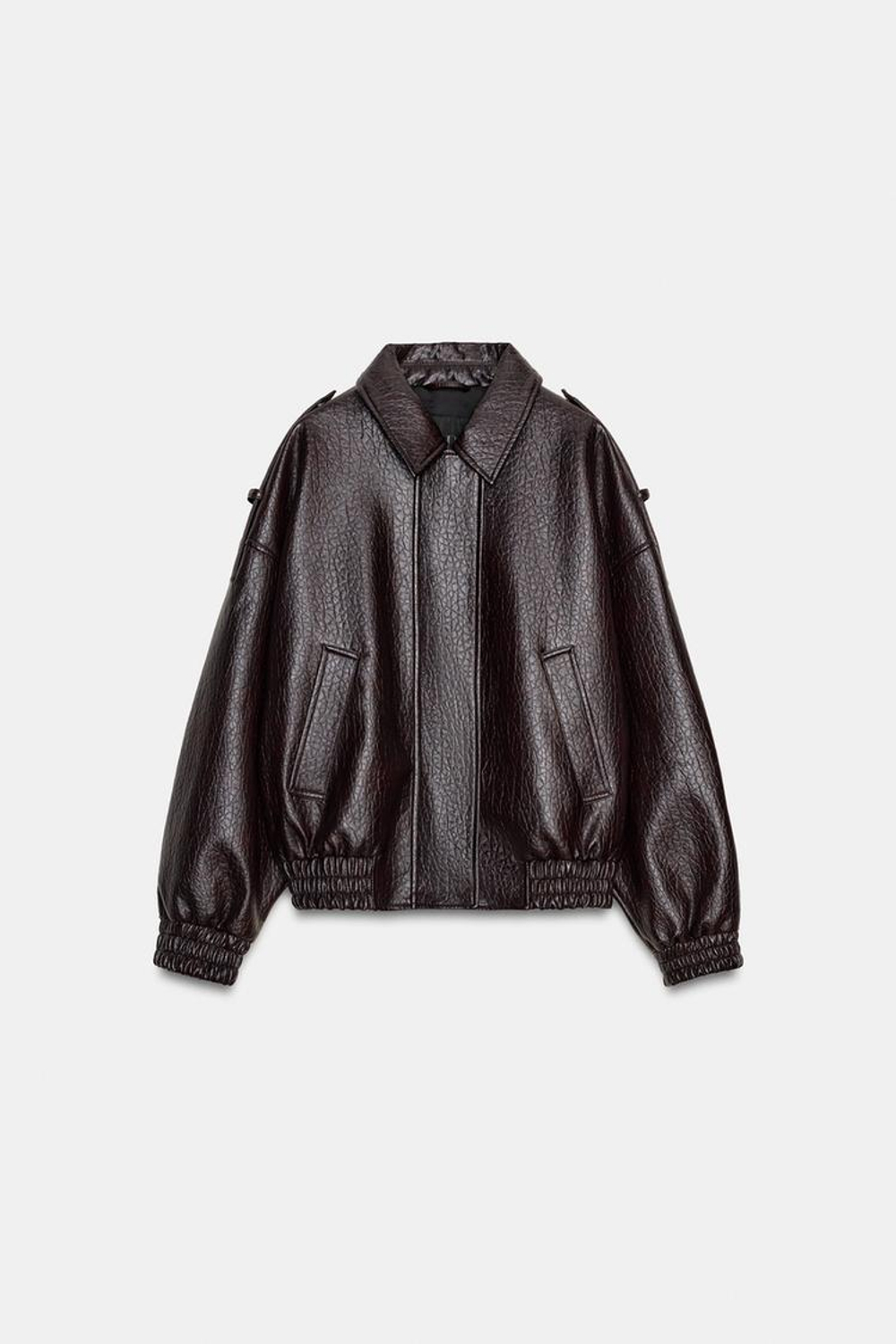 ZARA БОМБЕР ИЗ ИСКУССТВЕННОЙ КОЖИ — ZW COLLECTION, БОРДОВЫЙ