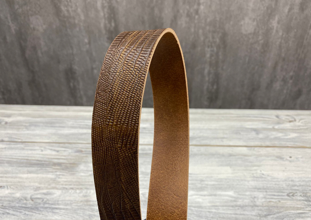 Ременная заготовка Lizard Oliva Brown (3,2+ мм), цв. Коричневый