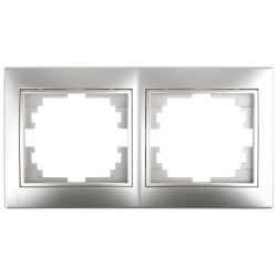 Рамка для розеток и выключателей Intro Plano 1-502-03 на 2 поста горизонтальная, СУ, алюминий