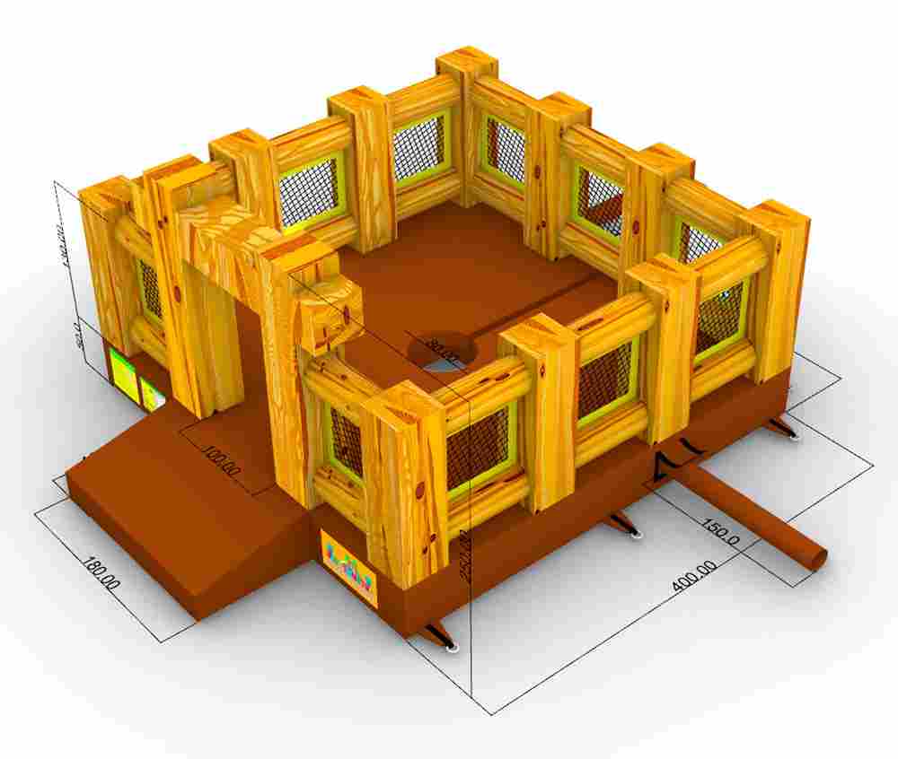 Надувной батут «Лесной Рубеж» для аттракциона Родео, 4*4*2,5 м
