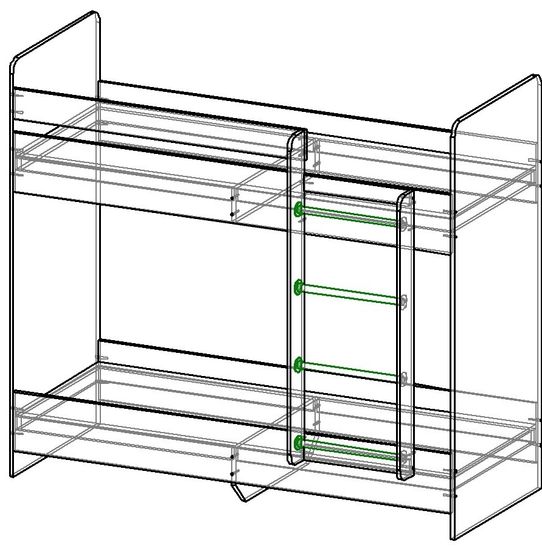 Кровать двухъярусная ДАЙСЕН правая