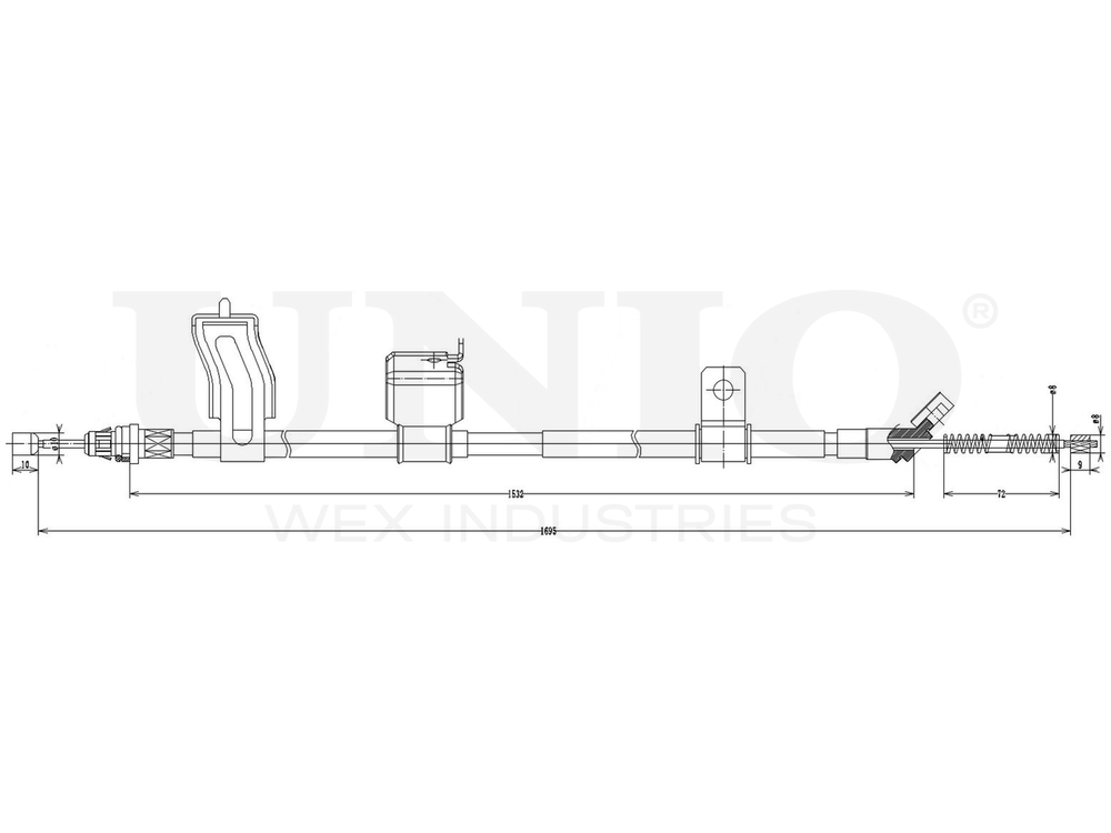 Трос стояночного тормоза задний левый UNIO CAB-60050