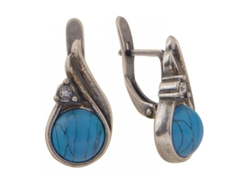 "Вязьма" серьги в серебряном покрытии из коллекции "Города России" от Jenavi с английским замком