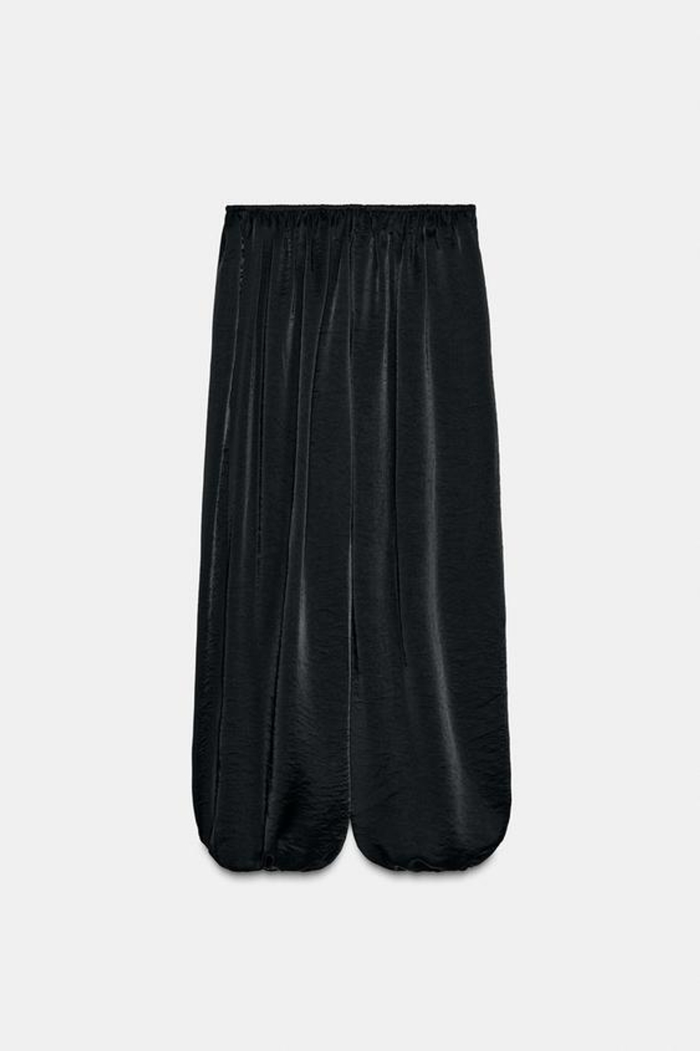 ZARA АТЛАСНЫЕ БРЮКИ-ШАРОВАРЫ, ЧЕРНЫЙ