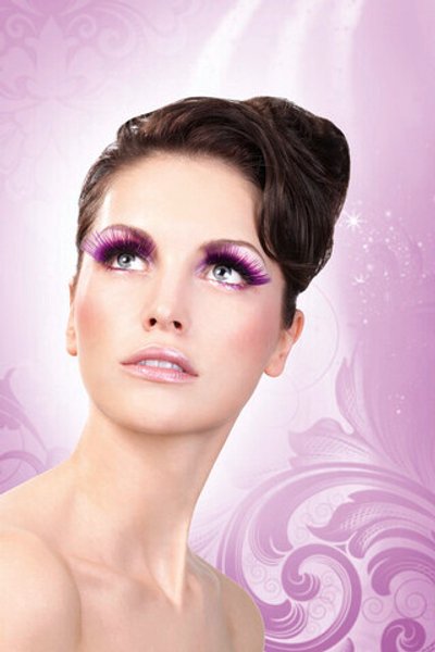 Ресницы фиолетовые длинные Deluxe (Цвет: фиолетовый, серебряные блестки)