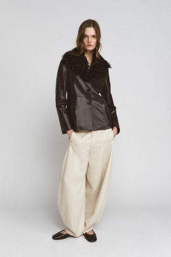 ZARA БРЮКИ-БАЛЛОНЫ ZW COLLECTION, КАМЕННО-СЕРЫЙ