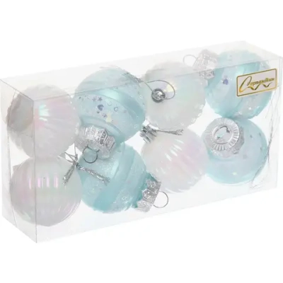 Набор шаров «Восхищение» 5 см (в наборе 8 шт), Белый, голубой