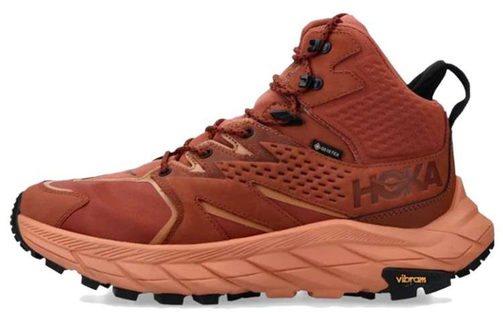 HOKA ONE ONE Anacapa Gore-Tex wear-resistant breathable high-top outdoor functional shoes men's red