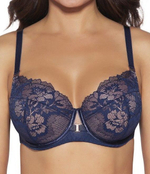 Эффектный бюстгальтер с кружевной чашкой на косточке (Размер: 80H) (Цвет: темно-синий)
